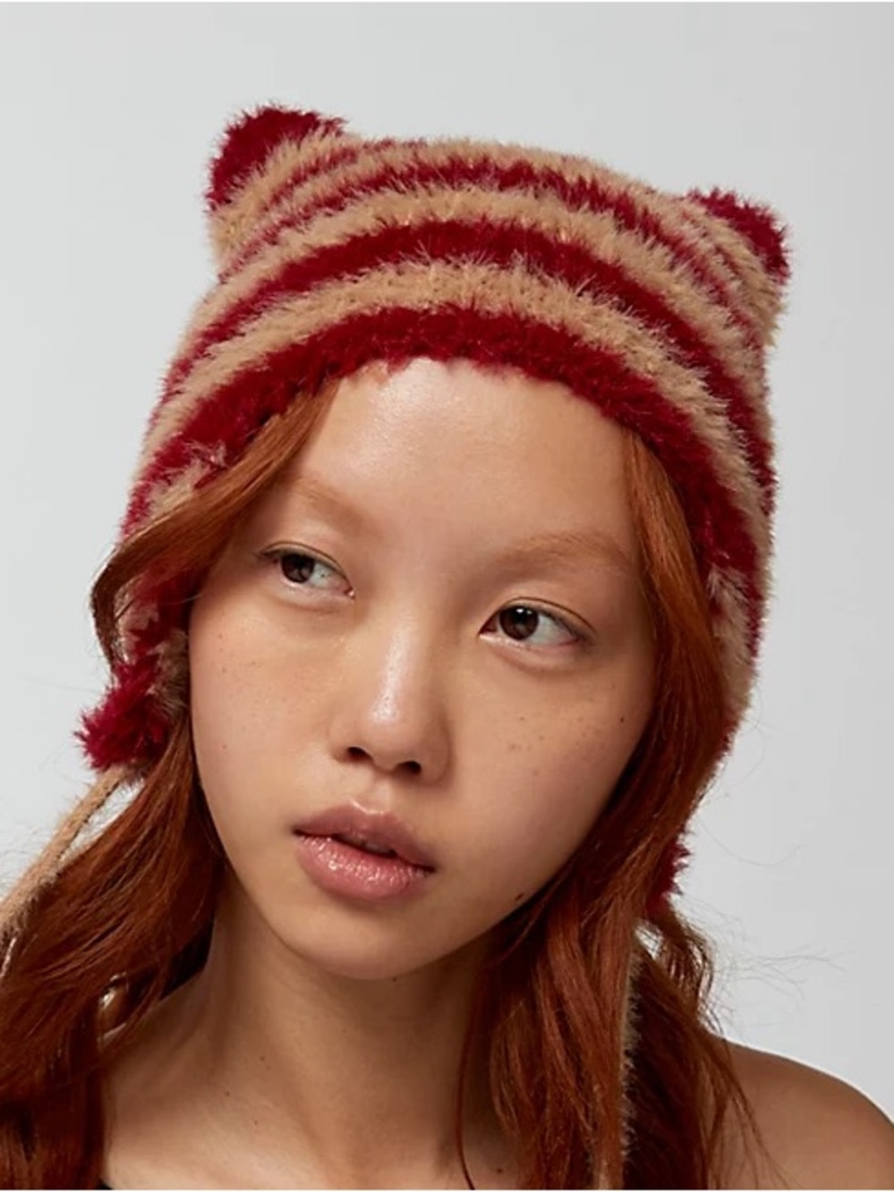 NWOT Urban Outfitters Striped Animal Earflap Beanie